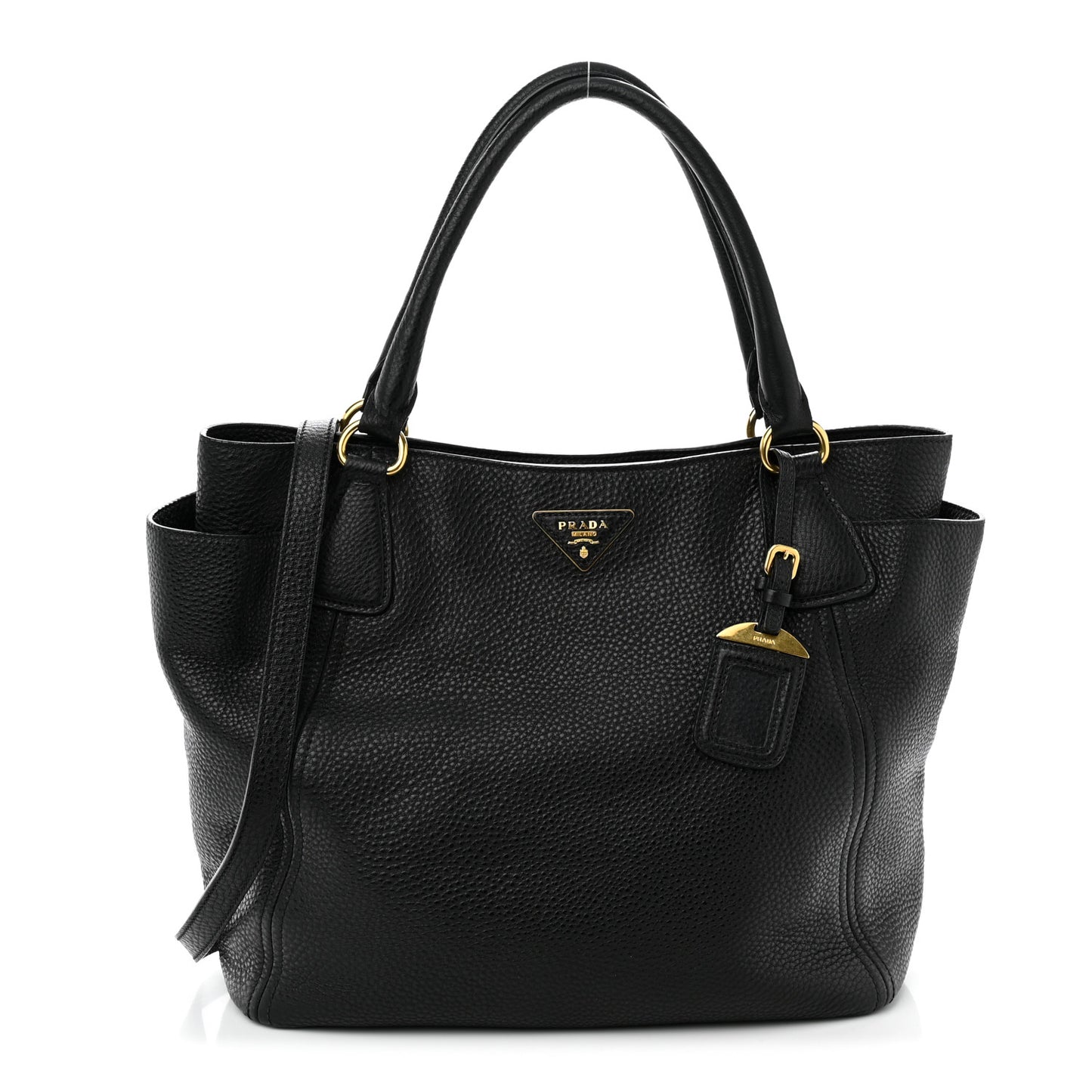 Vitello Daino Side Pocket Tote Black