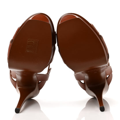 Saint Laurent Calfskin Tribute 105 Platform Sandals 38 Dark Cuoio 5 of 7