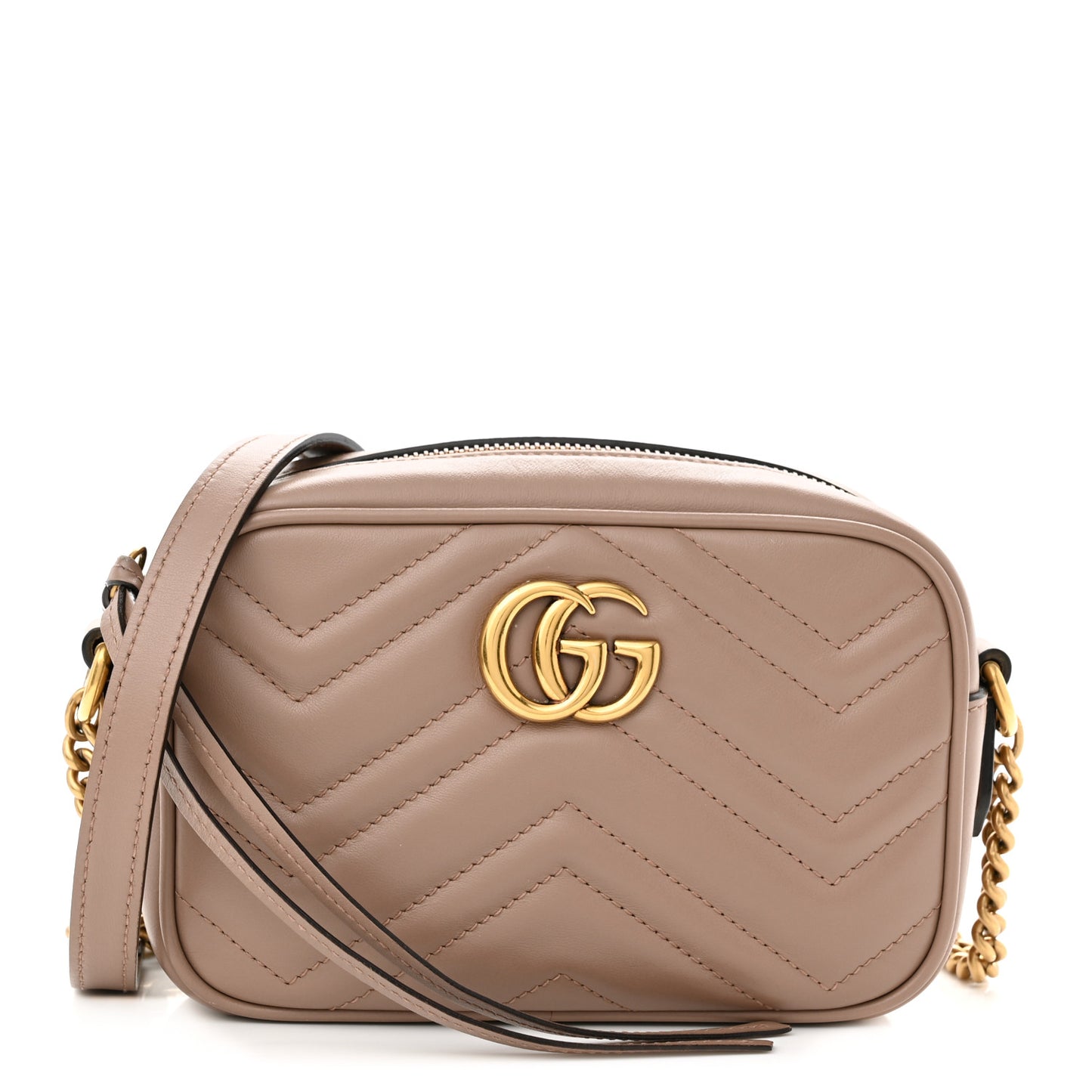 Calfskin Matelasse Mini GG Marmont Chain Shoulder Bag Porcelain Rose