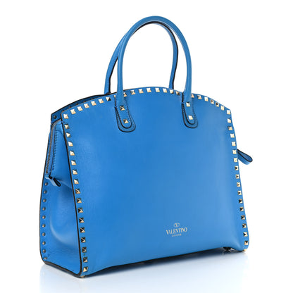 Valentino Garavani Vitello Rockstud Dome Shopper Blue Fluo 2 of 8
