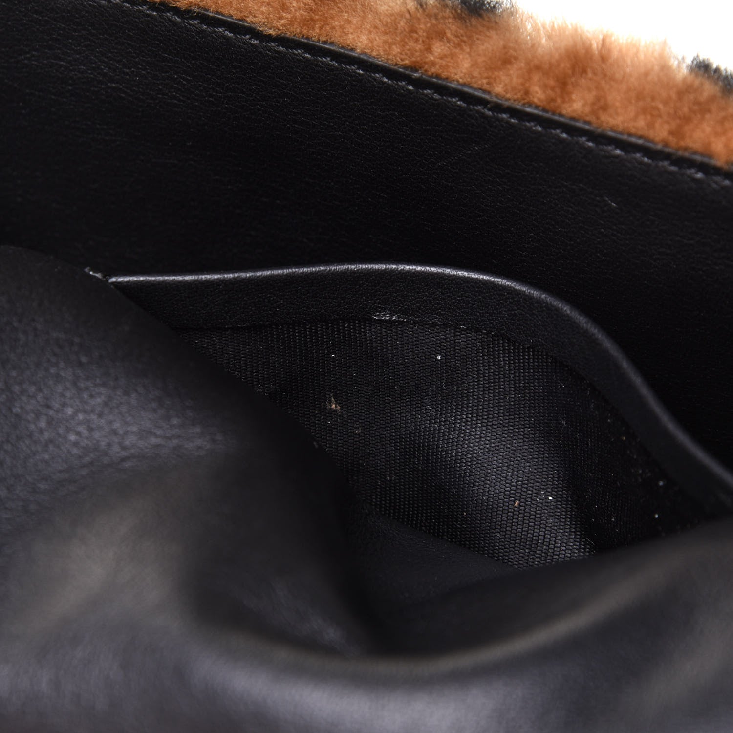 Fendi Shearling Vitello Dolce Macro FF 1974 Mini Baguette Tobacco Black 12 of 13