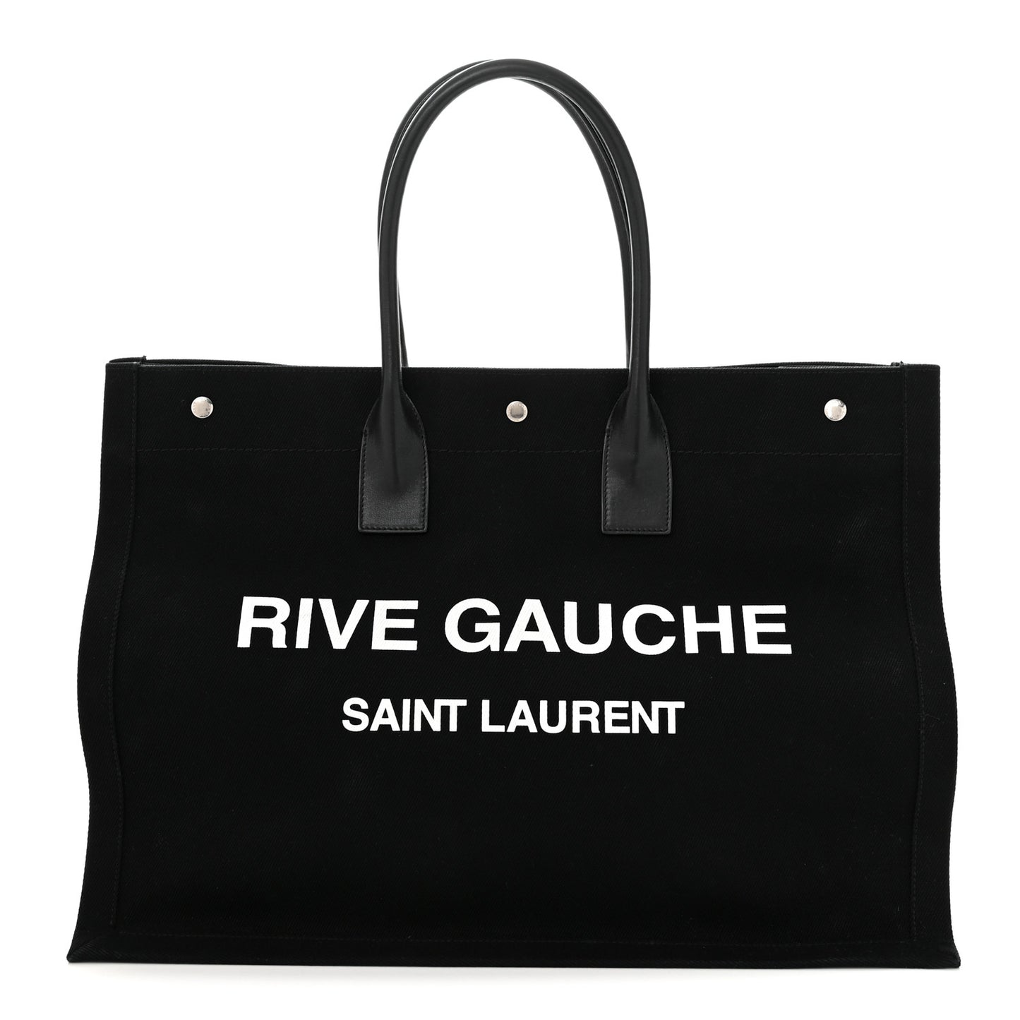 Linen Calfskin Rive Gauche Tote Black