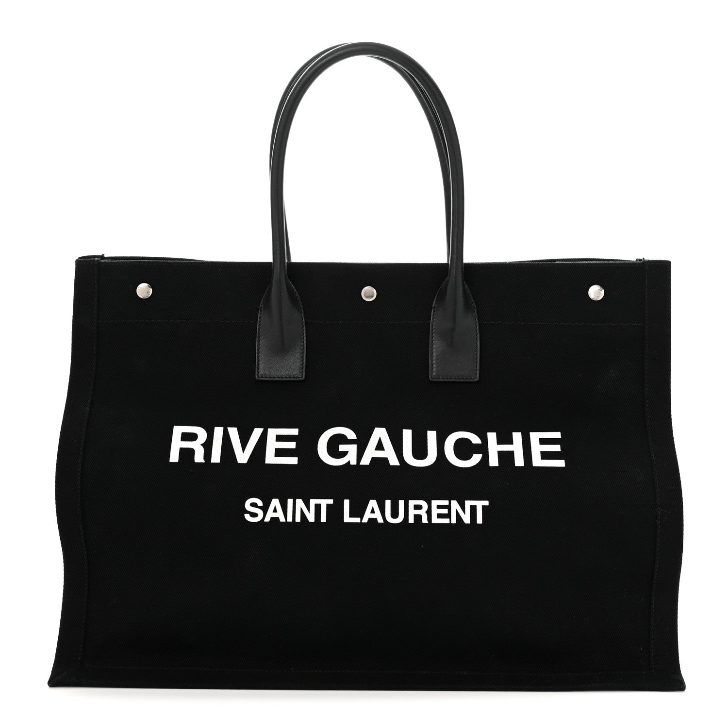 Saint Laurent Linen Calfskin Rive Gauche Tote Black 1 of 10