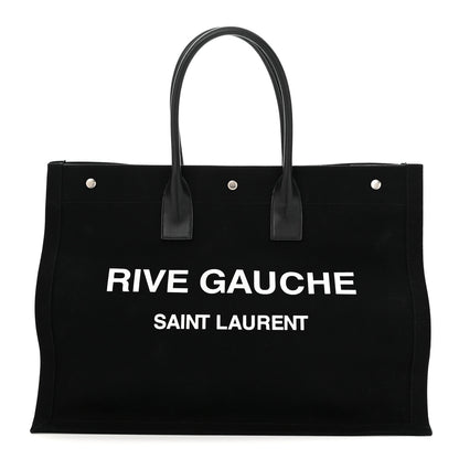 Saint Laurent Linen Calfskin Rive Gauche Tote Black 1 of 10