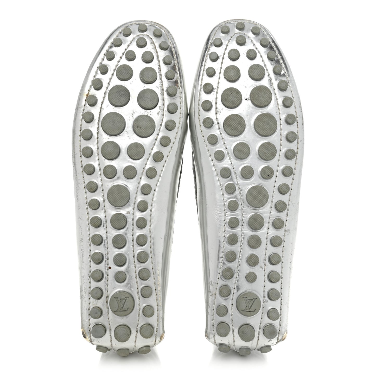 Patent Calfskin Monogram Gloria Loafers 38 Silver