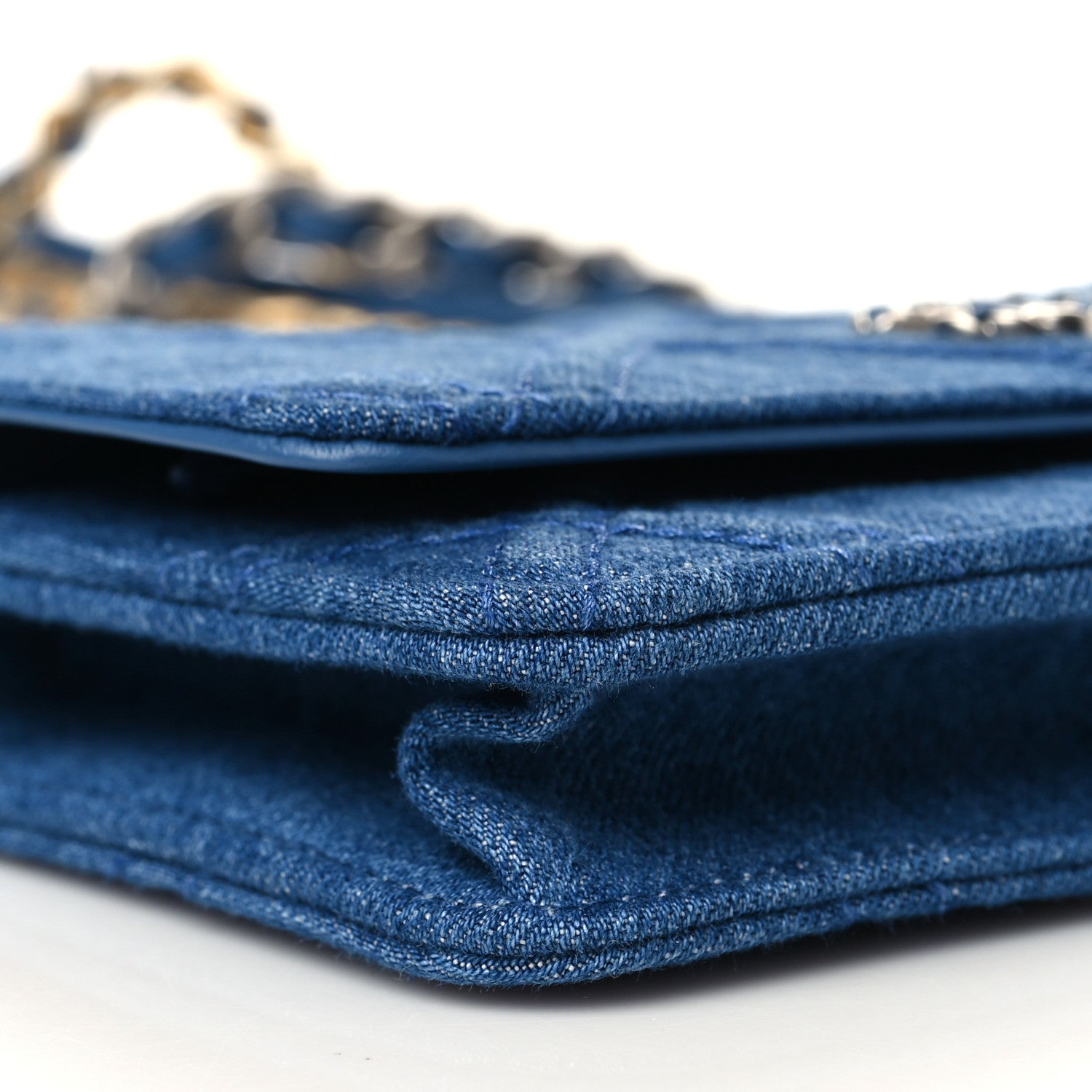 Chanel Denim Quilted Chanel 19 Wallet On Chain WOC Blue 9 of 11