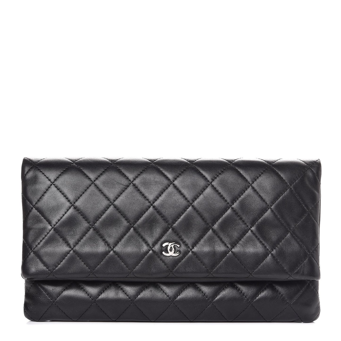 Lambskin Quilted CC Beauty Clutch Black