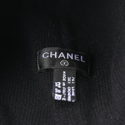 Chanel Cashmere Logo Beanie Hat Black Fuchsia 8 of 8