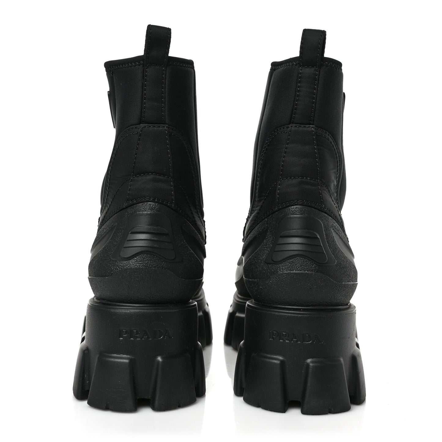 Re-Nylon Gabardine Rubber Triangle Logo Womens Monolith 55mm Ankle Boots 40.5 Black