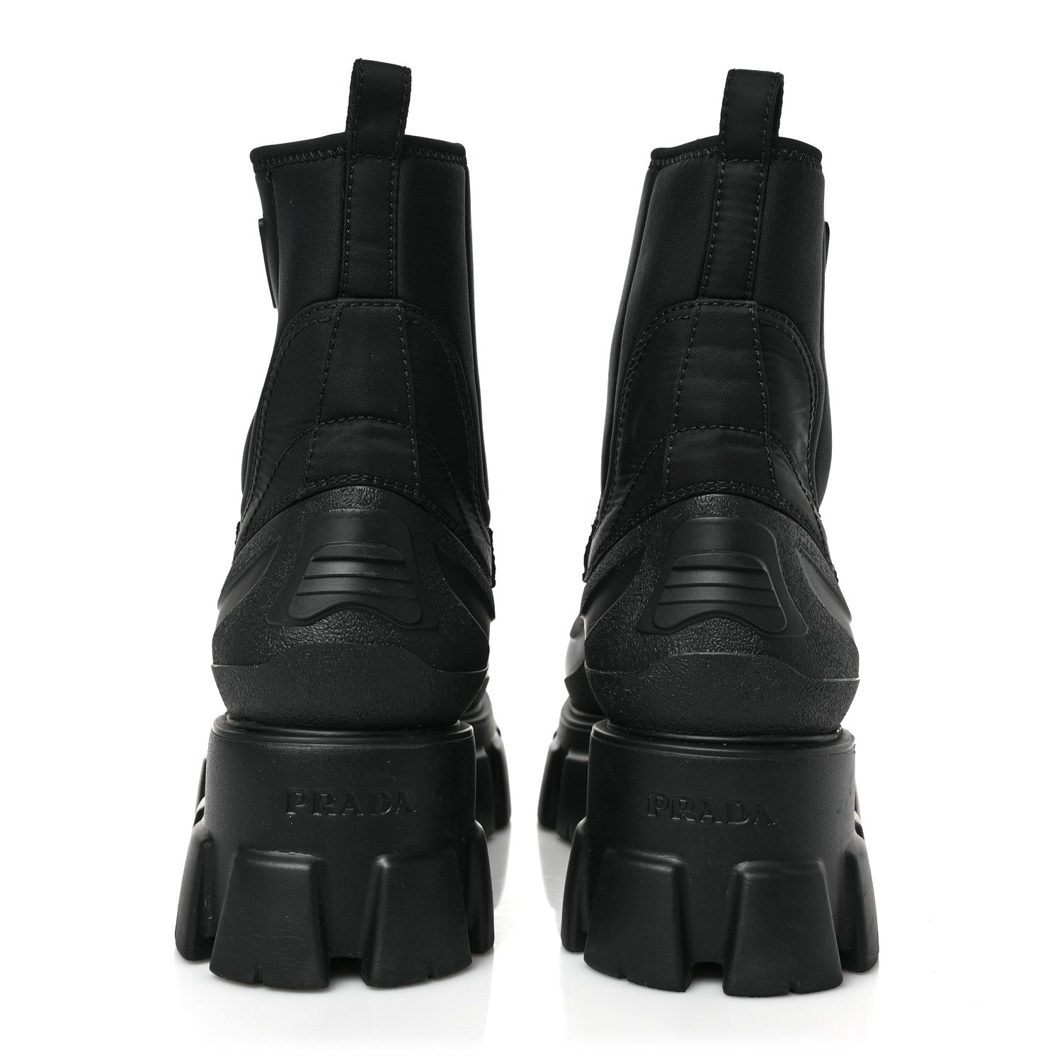 Prada Re-Nylon Gabardine Rubber Triangle Logo Womens Monolith 55mm Ankle Boots 40.5 Black 5 of 7