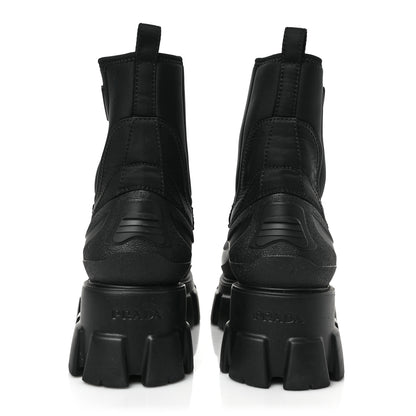 Prada Re-Nylon Gabardine Rubber Triangle Logo Womens Monolith 55mm Ankle Boots 40.5 Black 5 of 7