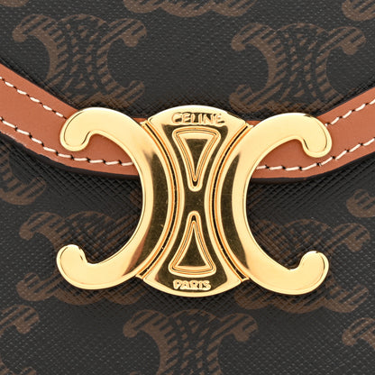 Celine Triomphe Canvas Calfskin Margo Wallet on Chain Tan 12 of 13