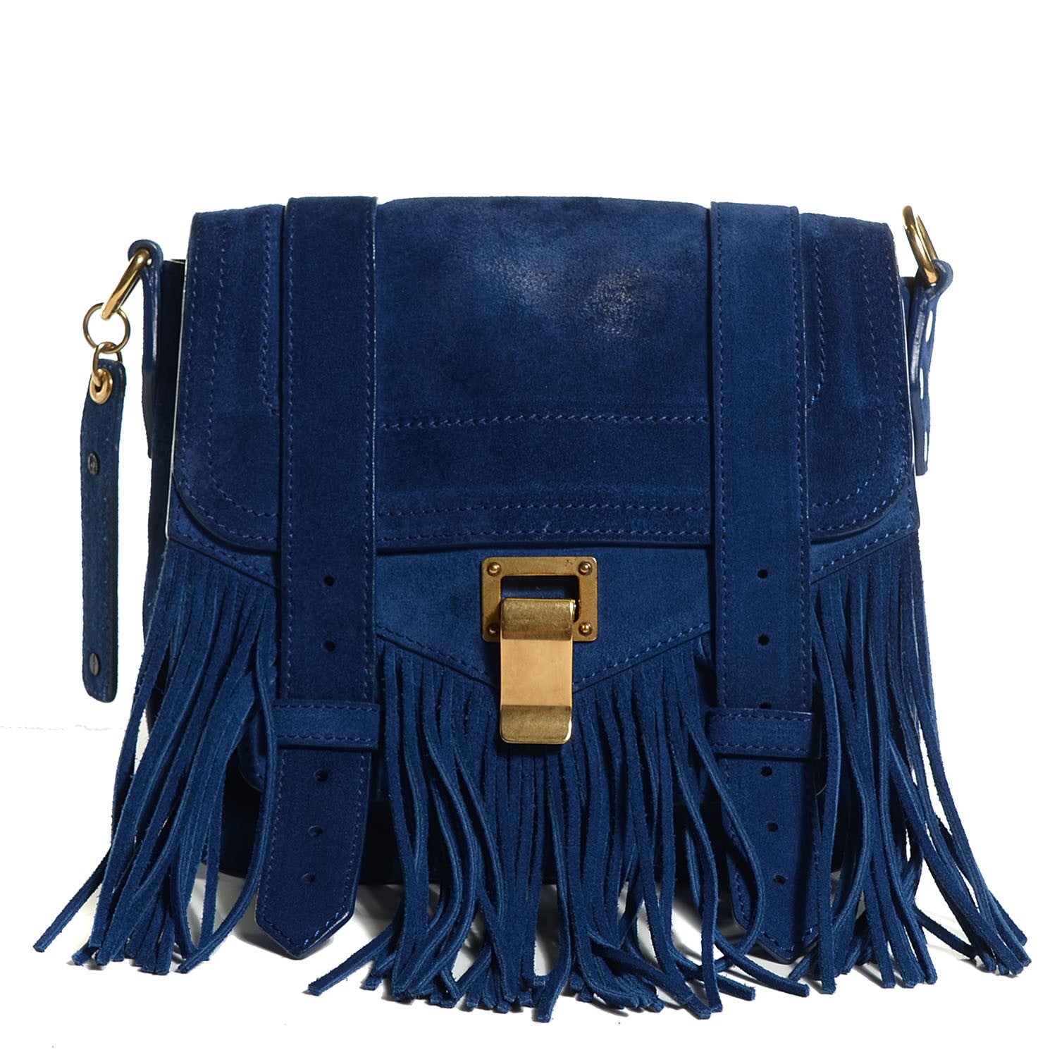 Proenza Schouler Suede Fringed PS1 Crossbody Pouch Cadet Blue 1 of 15