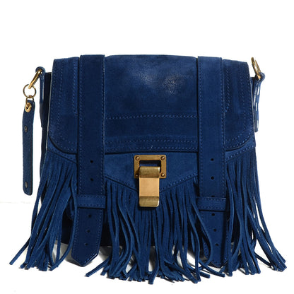 Proenza Schouler Suede Fringed PS1 Crossbody Pouch Cadet Blue 1 of 15