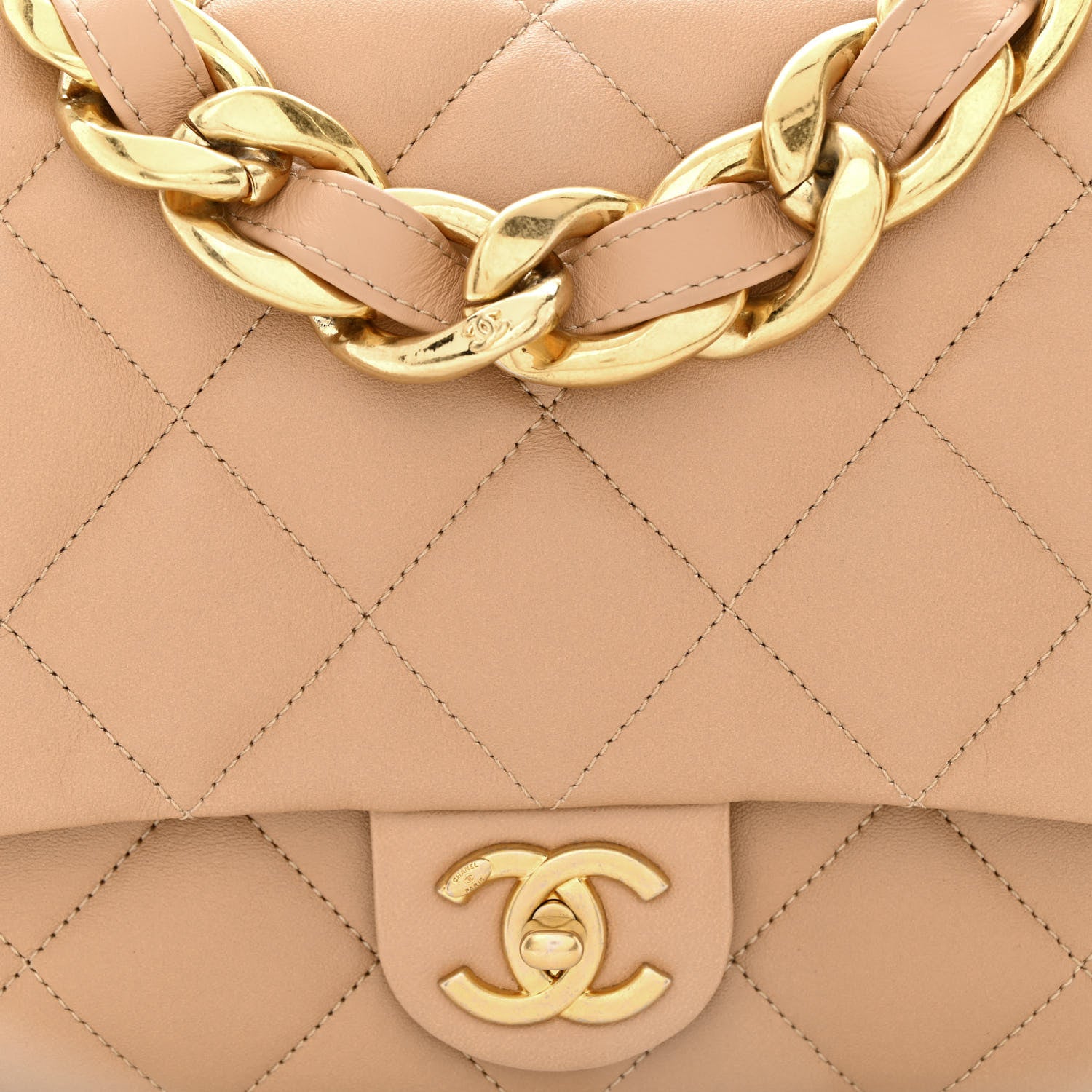 Chanel Lambskin Quilted Large CC Funky Town Flap Beige 8 of 11