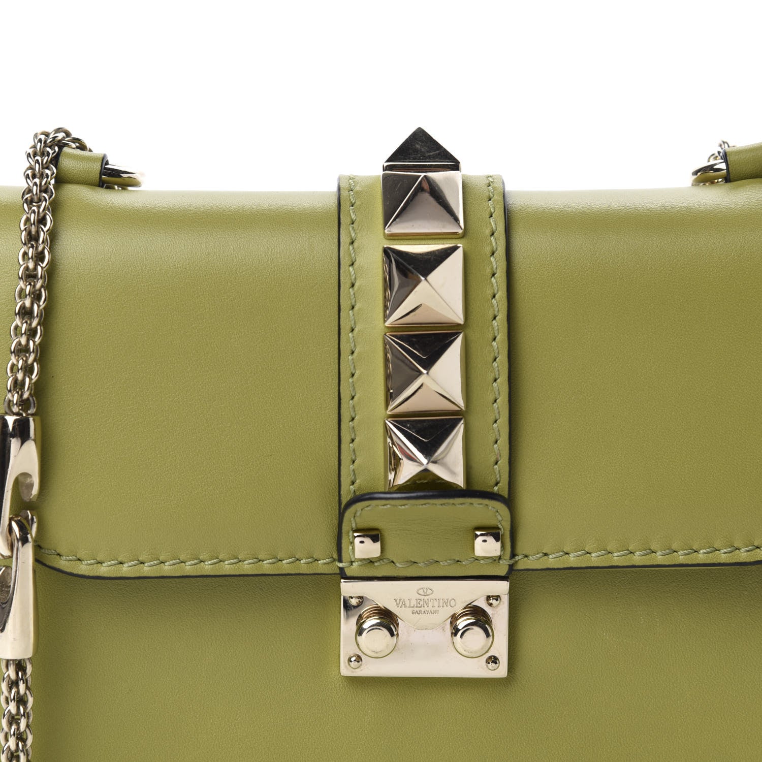 Valentino Garavani Vitello Small Glam Lock Rockstud Flap Green 13 of 13