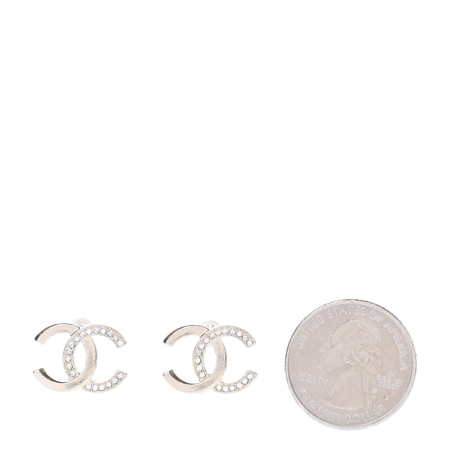 Chanel Crystal CC Earrings Gold 2 of 5