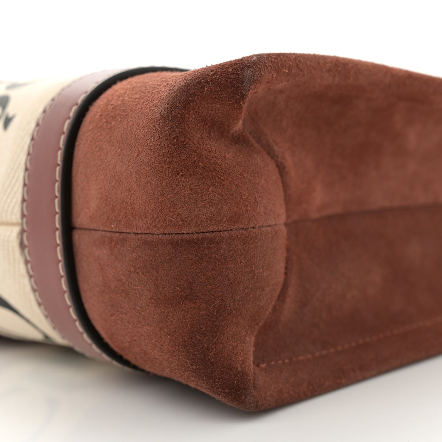 Suede Calfskin Small Woody Ribbon Tote Sepia Brown
