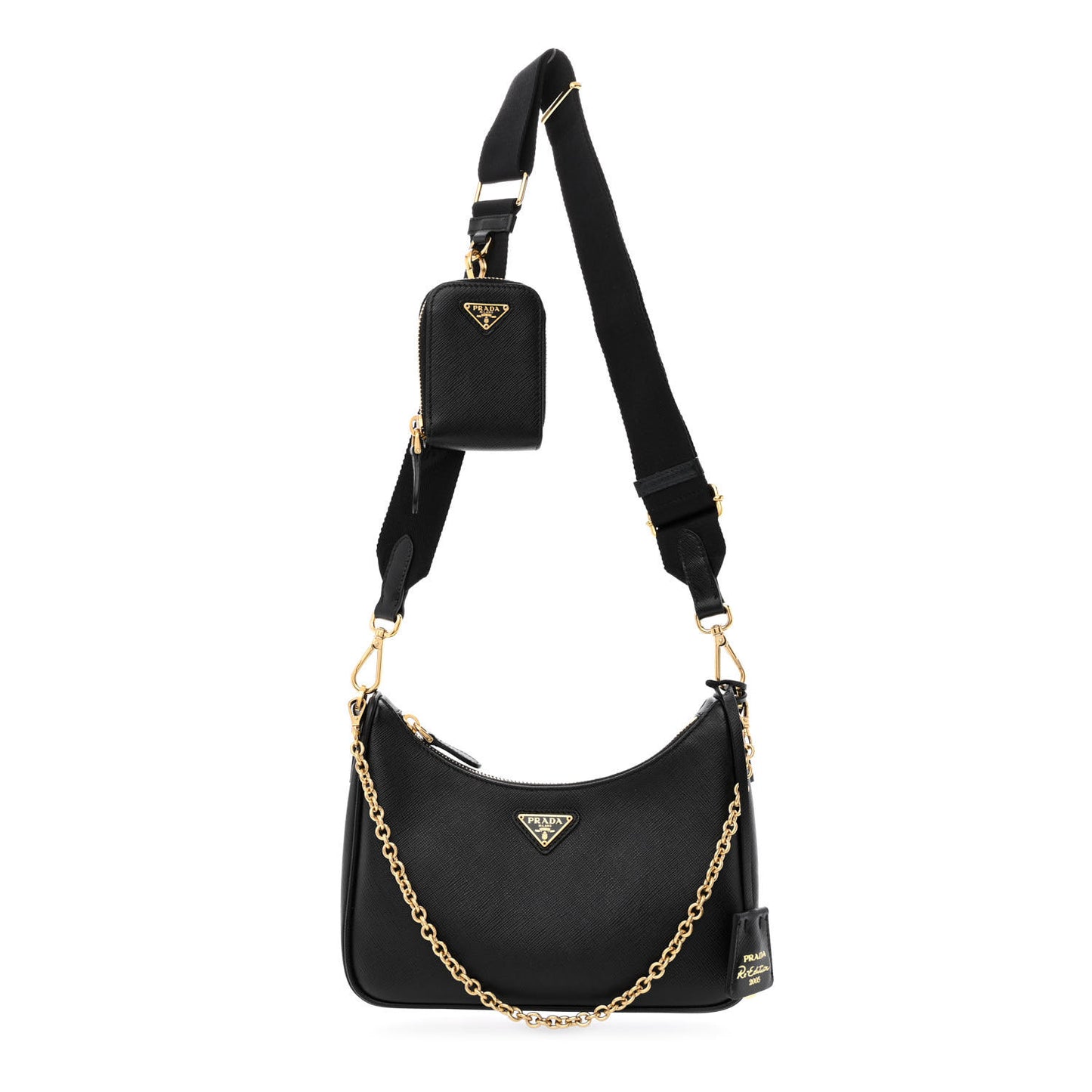 Saffiano Lux Re-Edition 2005 Shoulder Bag Black