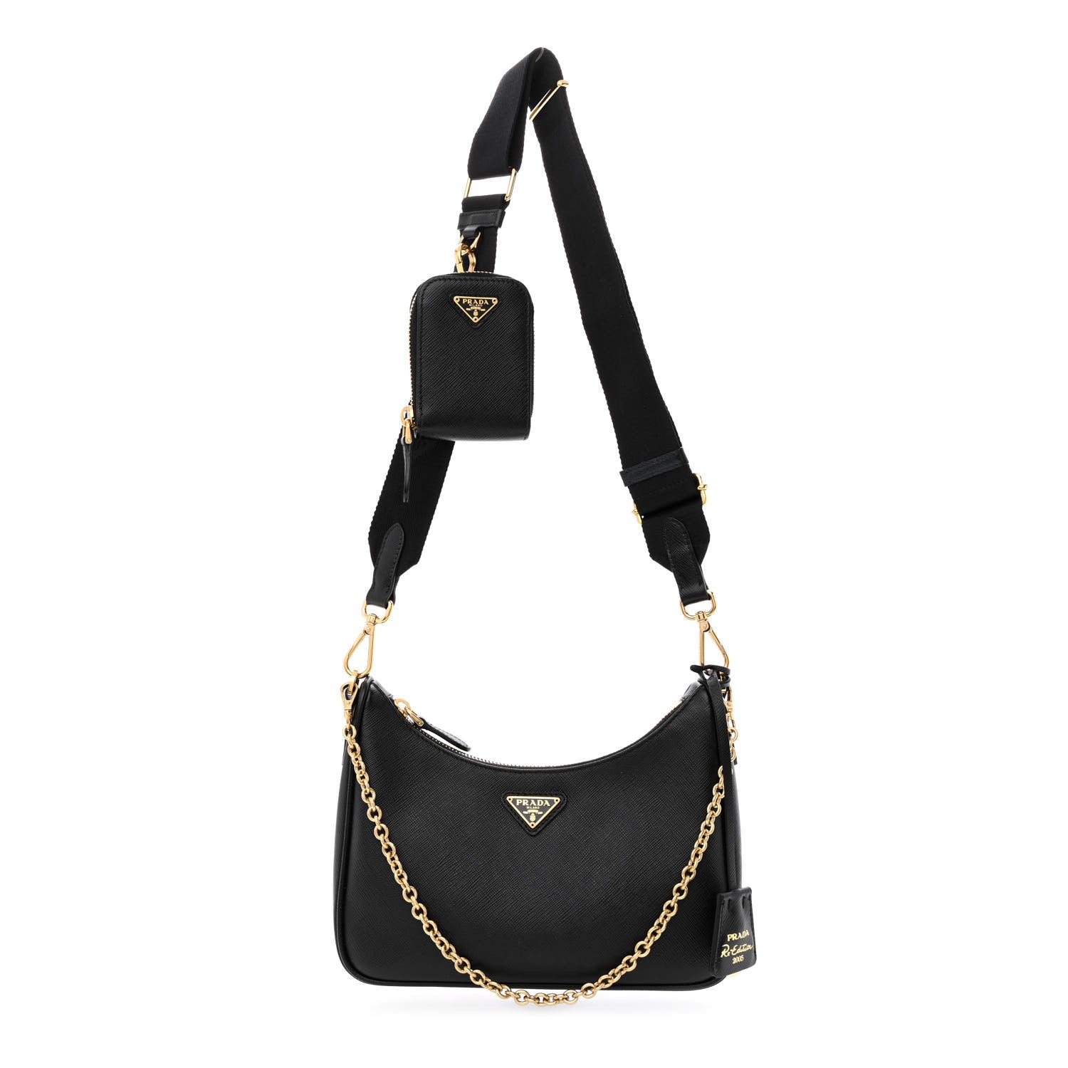 Prada Saffiano Lux Re-Edition 2005 Shoulder Bag Black 1 of 12