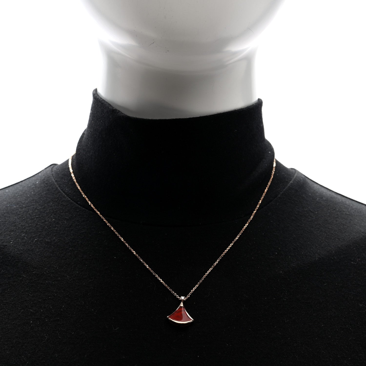 Bulgari 18K Rose Gold Diamond Carnelian Divas' Dream Pendant Necklace 2 of 5