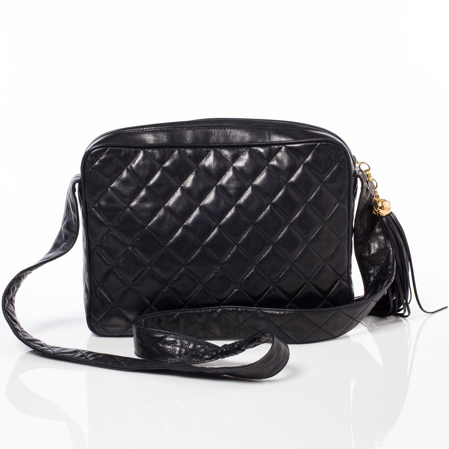 Lambskin Tassel Camera Case Black