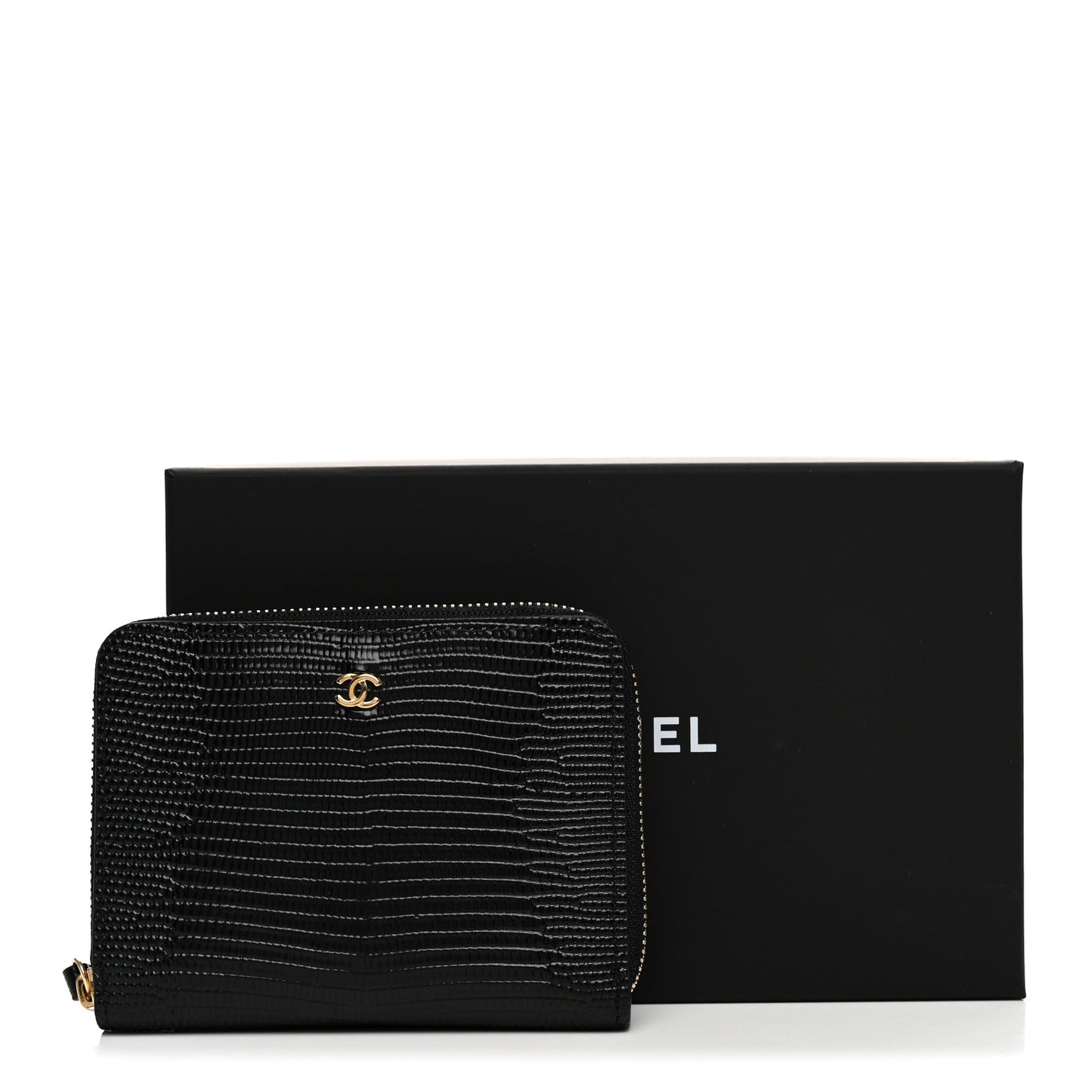 Lizard Embossed Compact Wallet Black