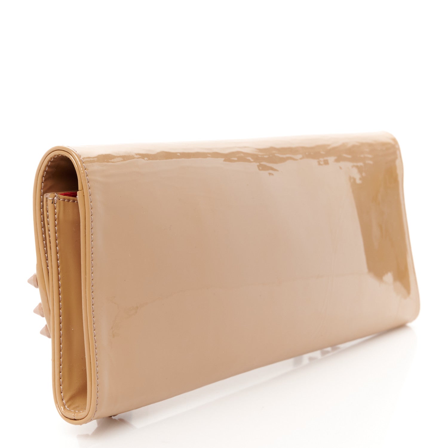 Christian Louboutin Patent Spikes Pigalle Clutch Nude 3 of 8