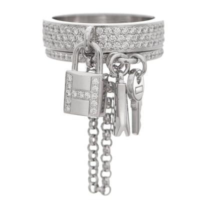 Hermes 18K White Gold Diamond Kelly Clochette Double Ring 50 5.25 1 of 8