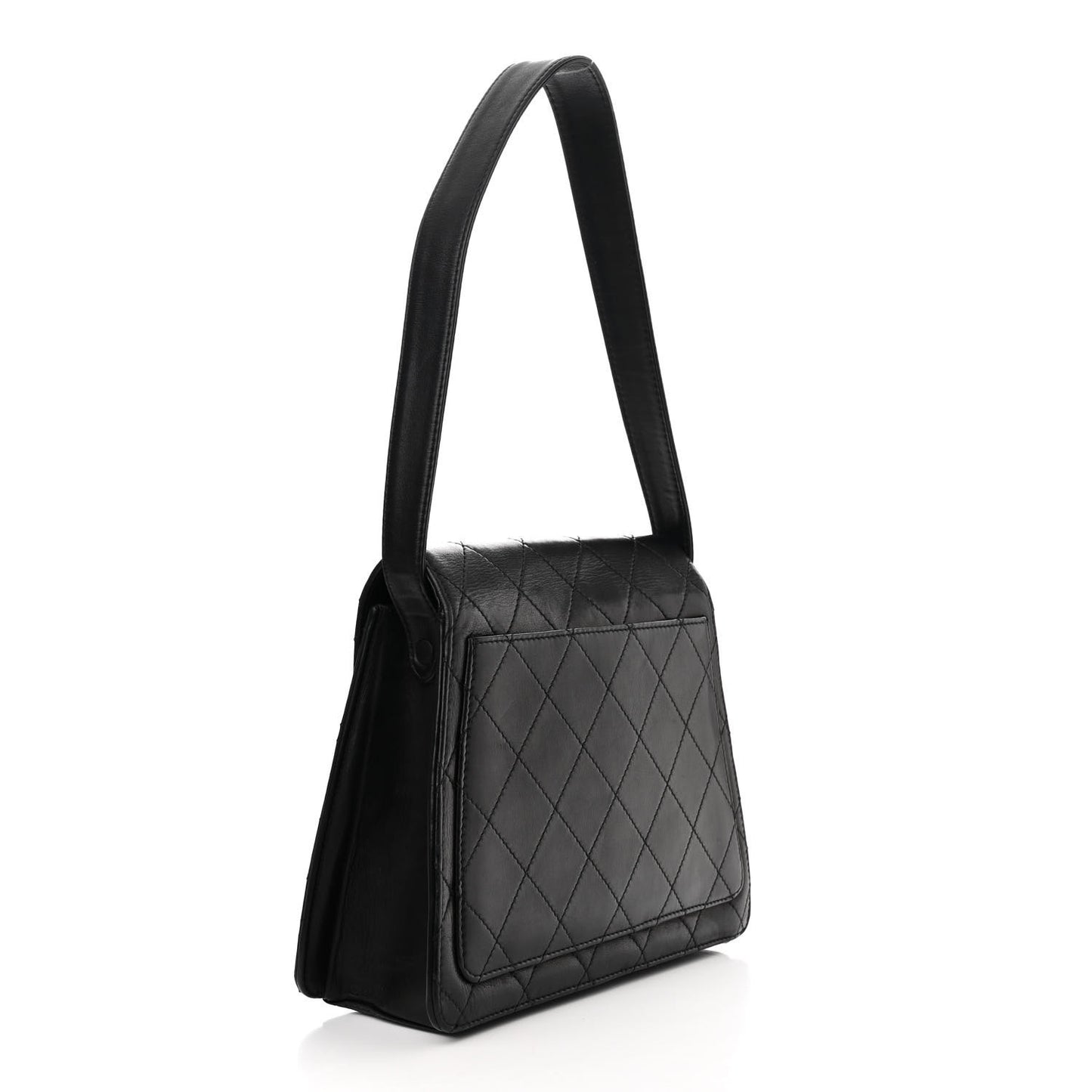 Lambskin Quilted CC Flap Shoulder Bag Black