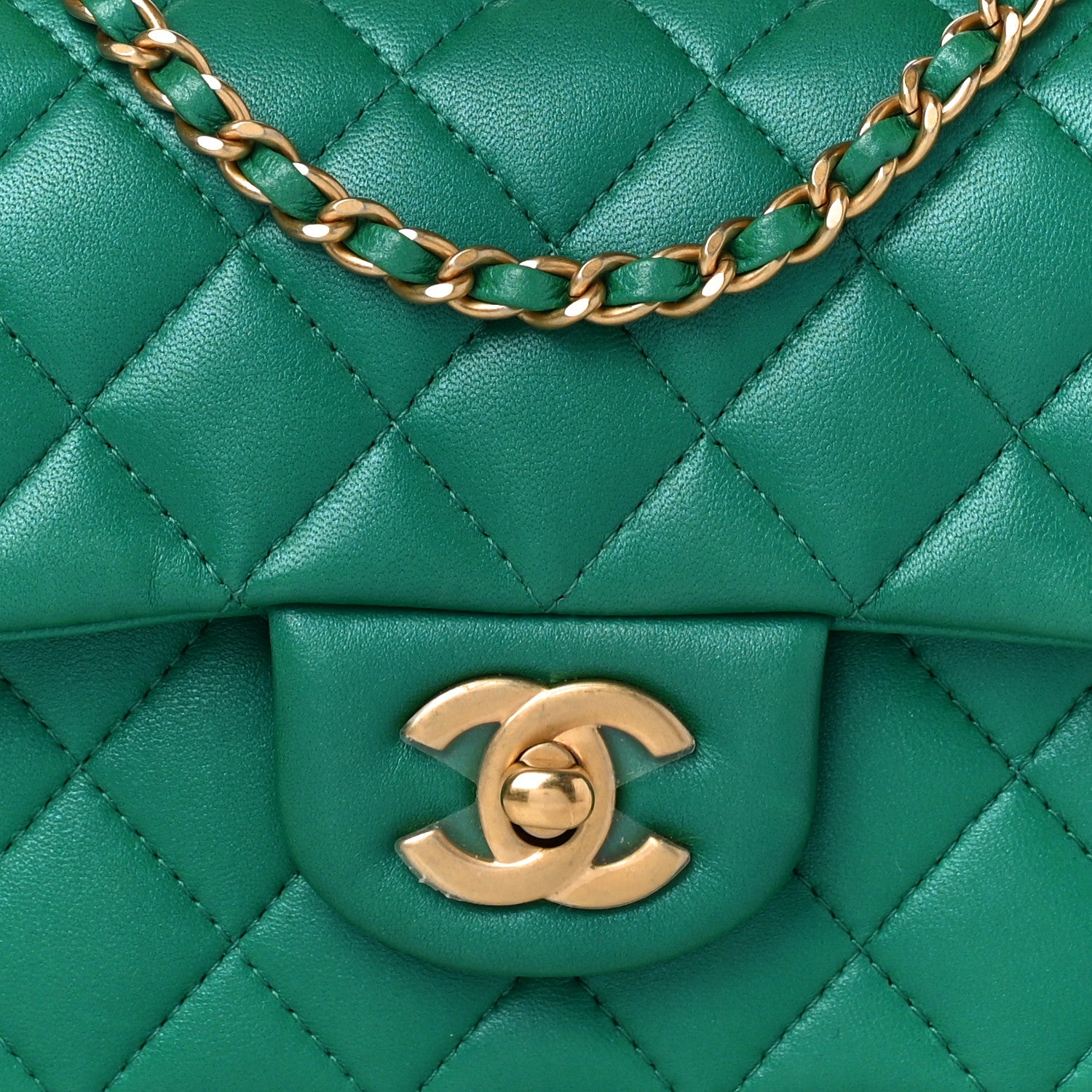 Chanel Iridescent Lambskin Quilted Mini Top Handle Rectangular Flap Green 8 of 11