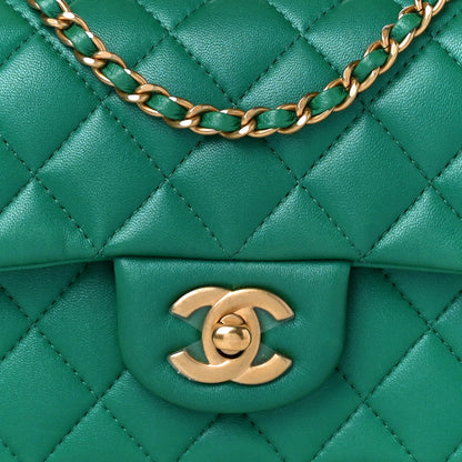Chanel Iridescent Lambskin Quilted Mini Top Handle Rectangular Flap Green 8 of 11