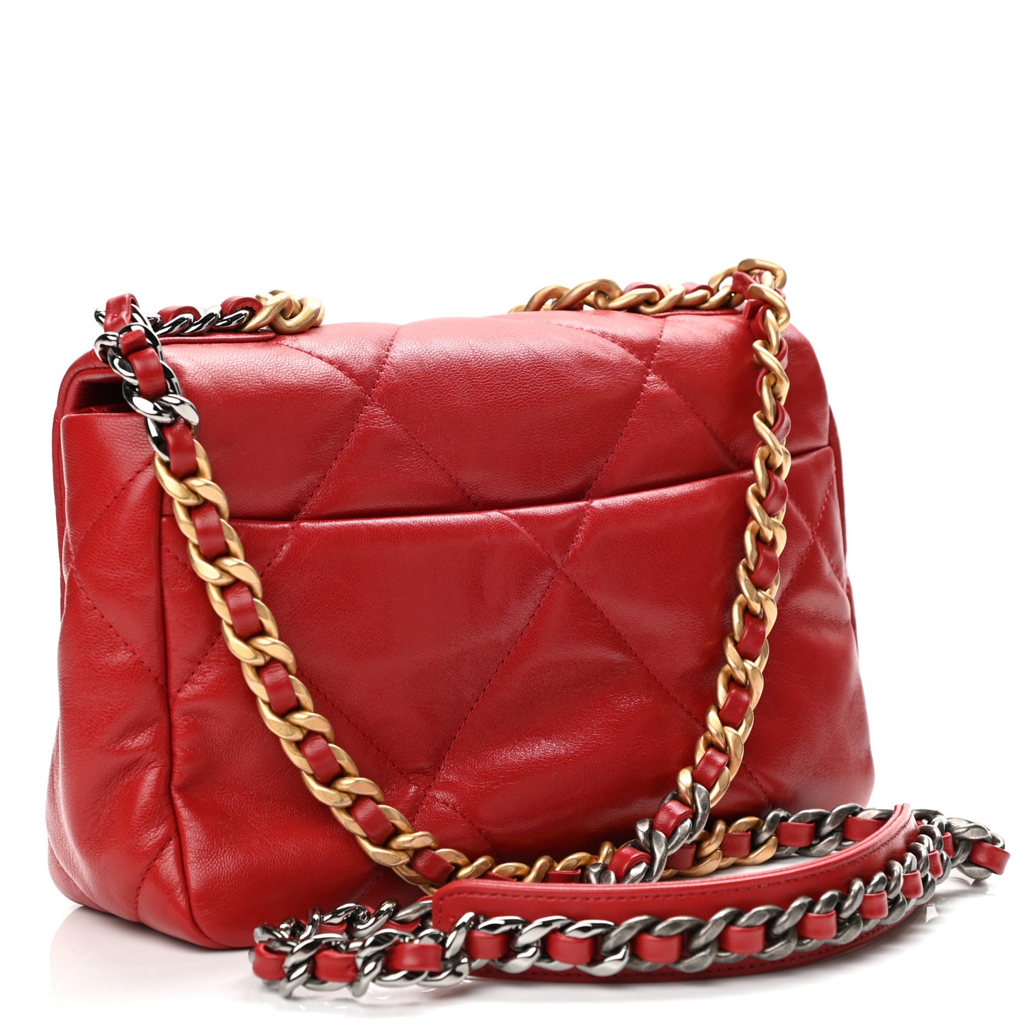 Lambskin Quilted Medium Chanel 19 Flap Red