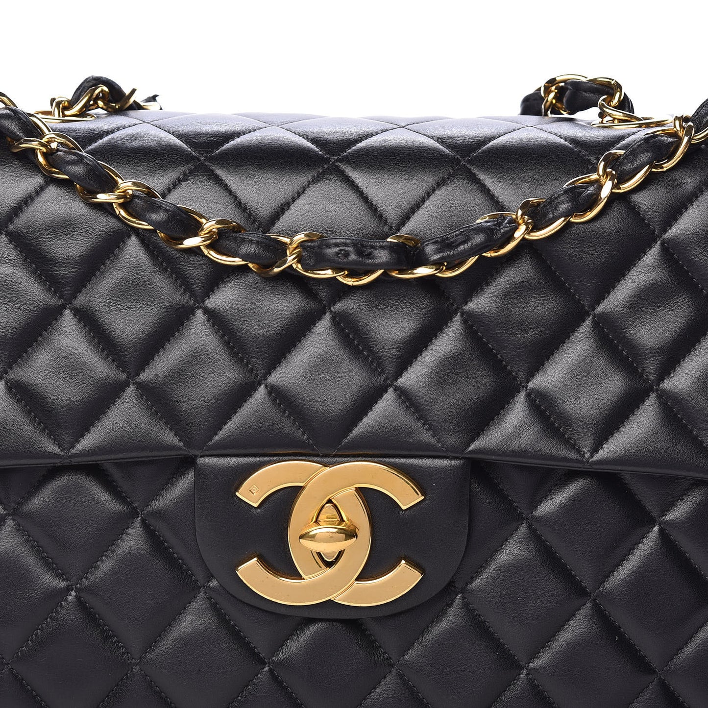 Lambskin Quilted XL Jumbo Single Flap Black