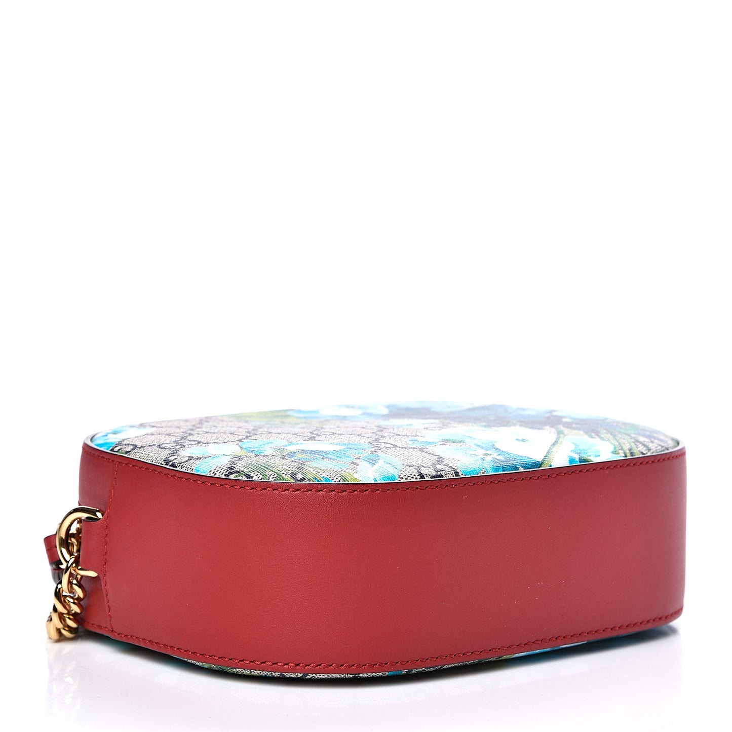 GG Supreme Monogram Blooms Mini Chain Shoulder Bag Beige Blue Navy Hibiscus Red