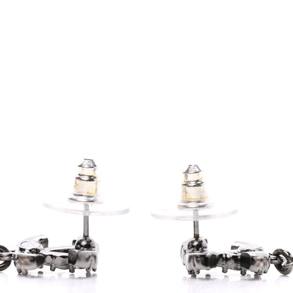 Chanel Crystal Pearl CC Drop Earrings Silver 3 of 4