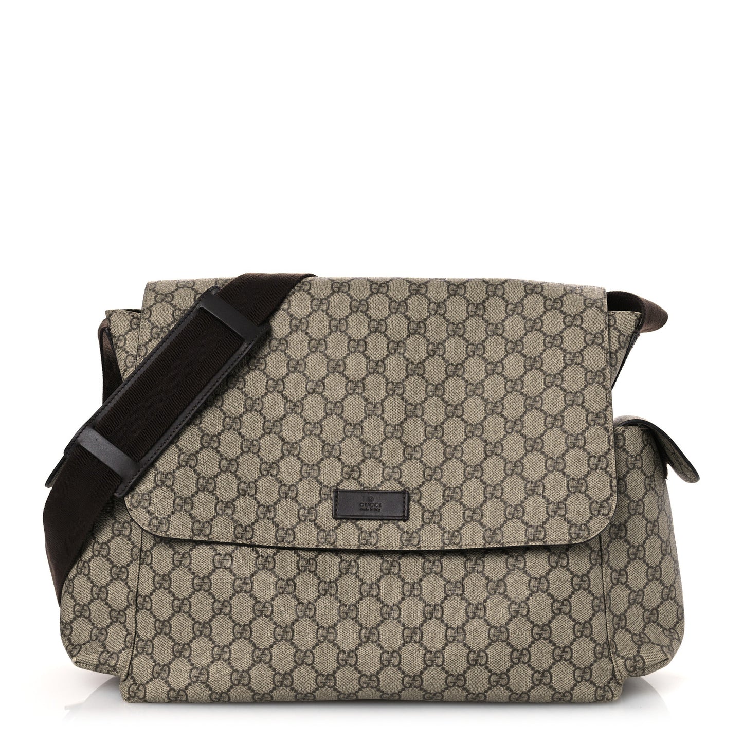 GG Plus Monogram Messenger Diaper Bag Dark Brown