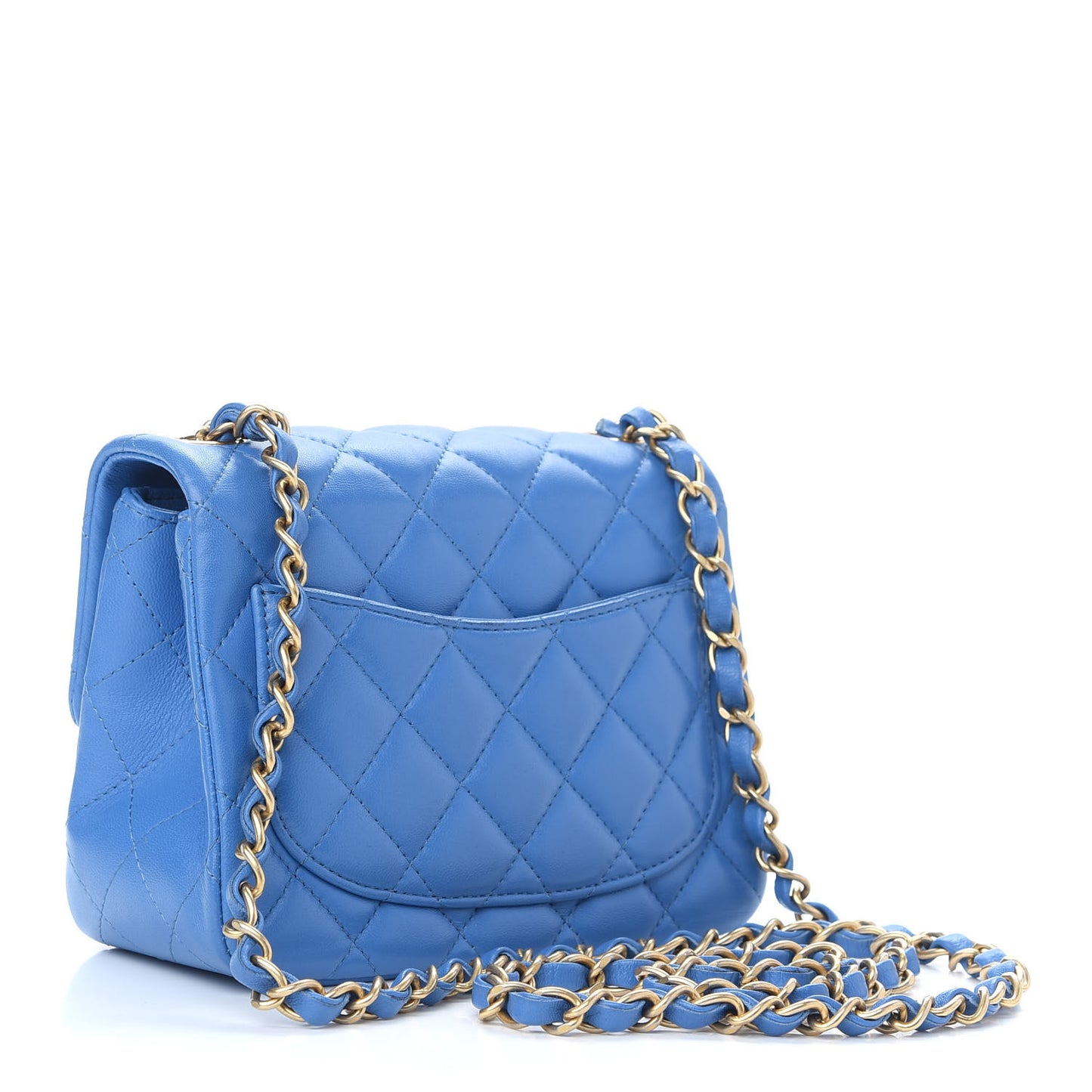 Lambskin Quilted Mini Square Flap Blue