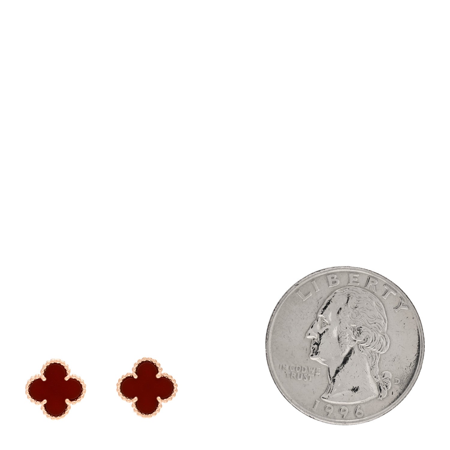 Van Cleef & Arpels 18K Rose Gold Carnelian Sweet Alhambra Earrings 2 of 4