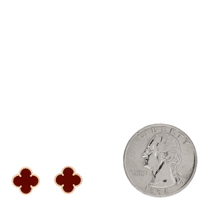 Van Cleef & Arpels 18K Rose Gold Carnelian Sweet Alhambra Earrings 2 of 4