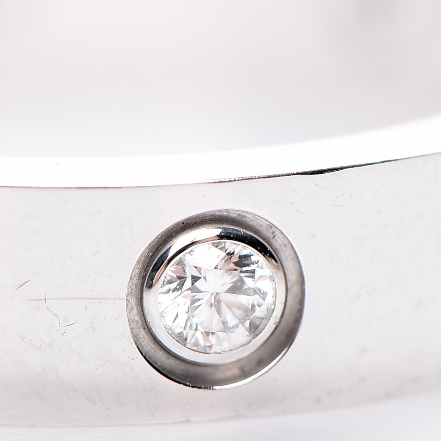 18K White Gold 8 Diamond 4mm LOVE Wedding Band Ring 54 6.75