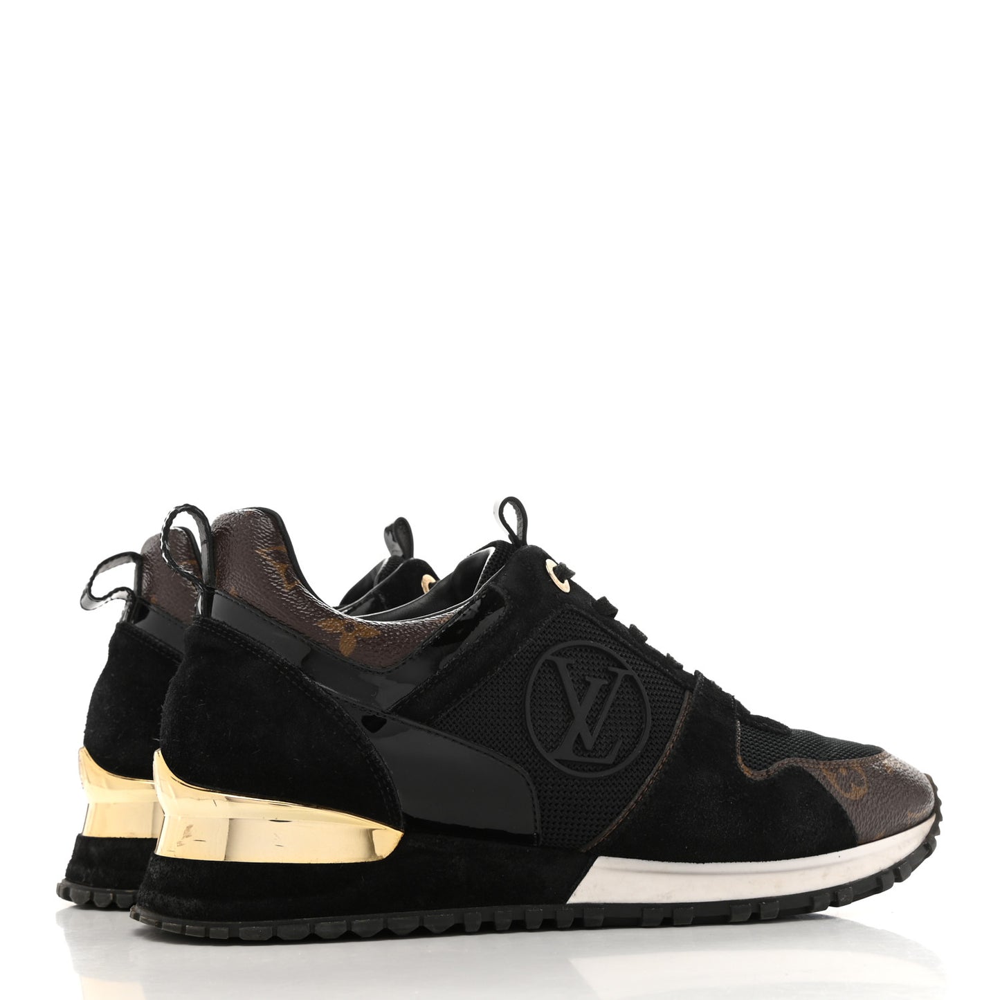 Suede Monogram Run Away Sneakers 38 Black