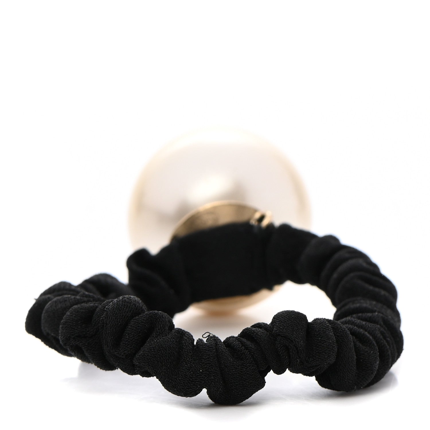 Chanel Pearl CC Hair Tie Black Gold Pearly White 2 of 5