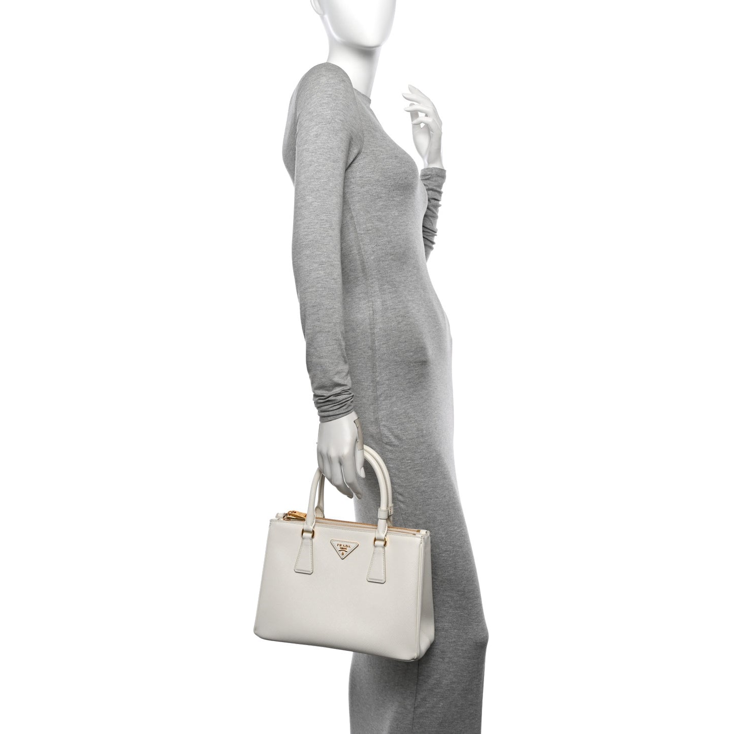 Saffiano Lux Small Galleria Double Zip Tote White