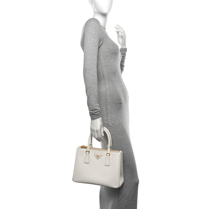 Prada Saffiano Lux Small Galleria Double Zip Tote White 2 of 9