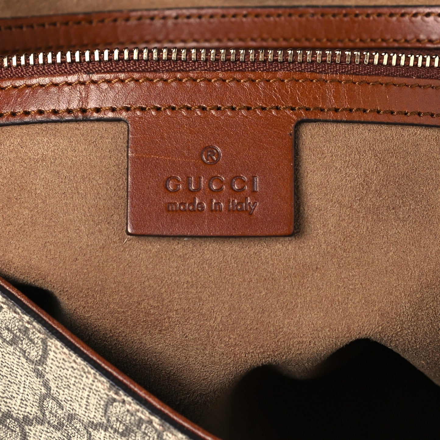 GG Supreme Monogram Linea A Foldover Tote Brown