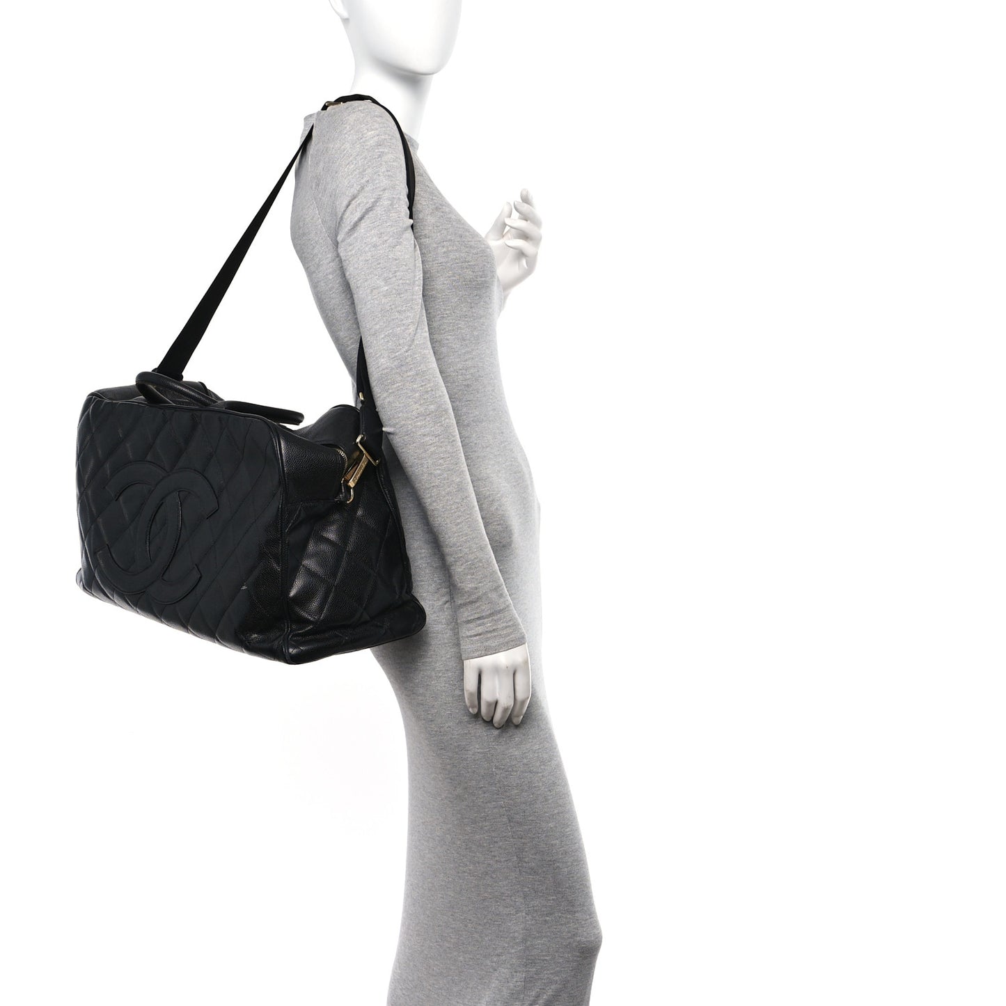 Caviar Quilted CC Duffel Bag Black