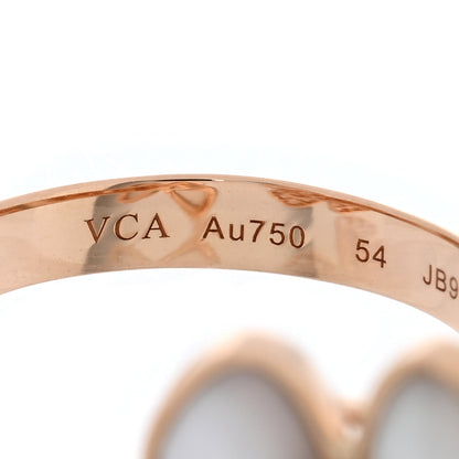 Van Cleef & Arpels 18K Rose Gold Diamond Mother of Pearl Two Butterfly Between The Finger Ring 54 6.75 4 of 5