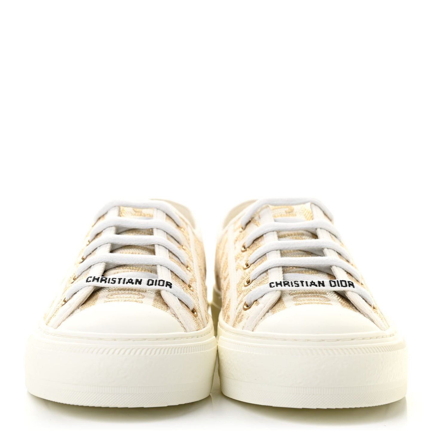 Canvas Oblique Walk'N'Dior Low Top Sneakers 37.5 Gold