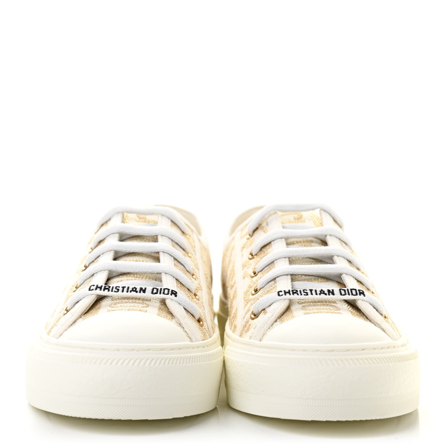 Christian Dior Canvas Oblique Walk'N'Dior Low Top Sneakers 37.5 Gold 2 of 9